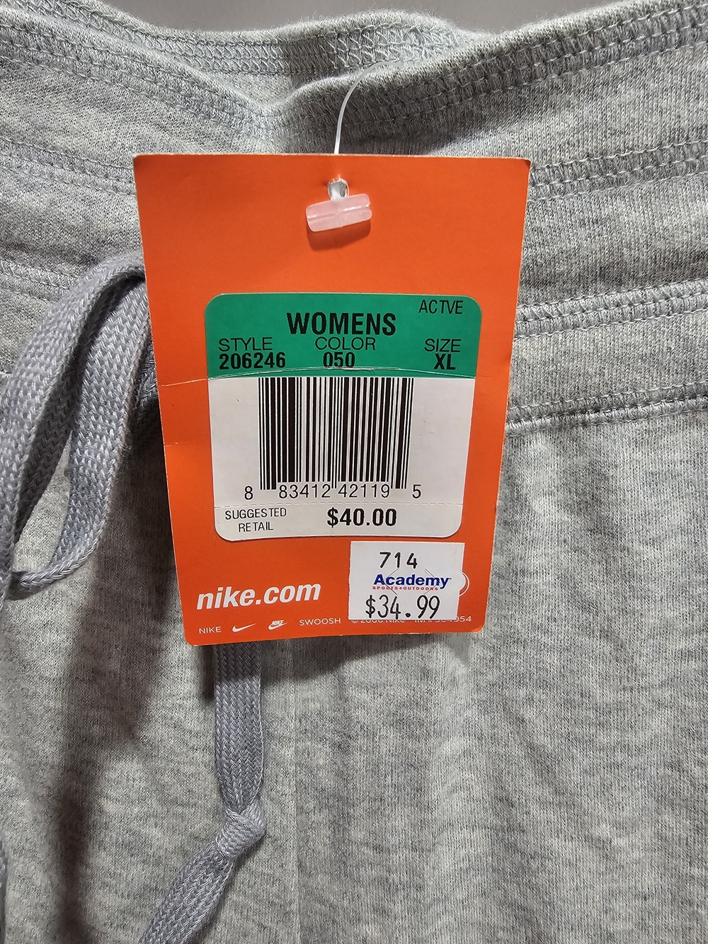 Nike Light Gray Women's Capri Sweatpants with Drawstring - Picture 2 of 4